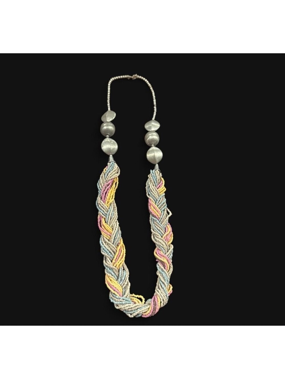 Multicolor Seed Bead Braided Necklace Statement Piece